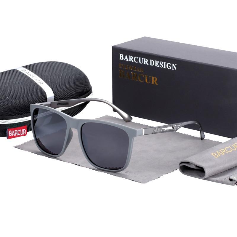 Polarized Square Titanium Sunglasses with Mirror Gradient Lens