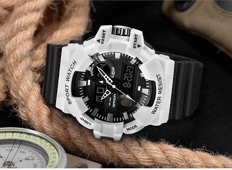 Men's LED Digital Sport Watch Waterproof Military Style 55mm Dial