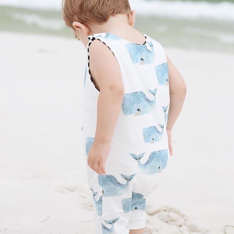 Baby Boys Girls Whale Print Sleeveless Summer Romper Playsuit