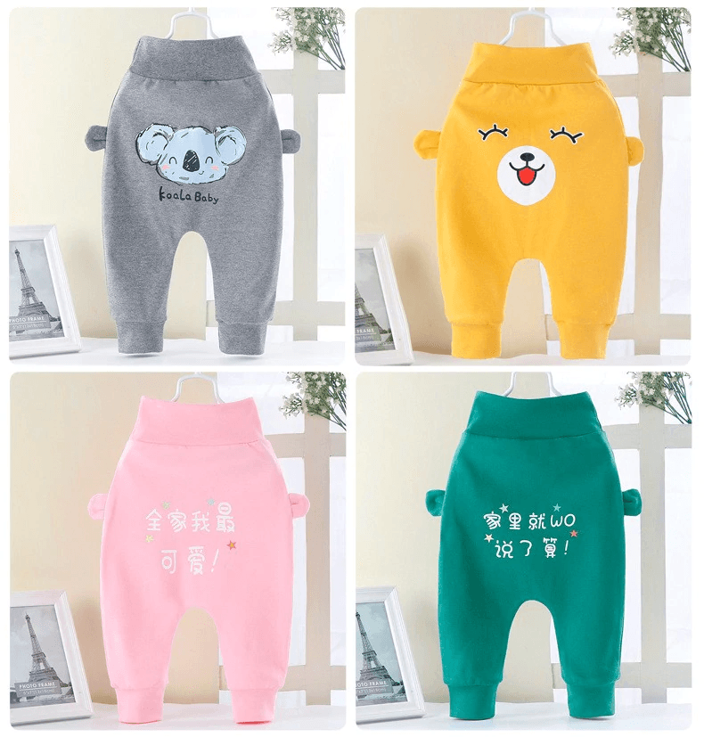 Baby Footed Cotton Bear Pants with Animal Detail