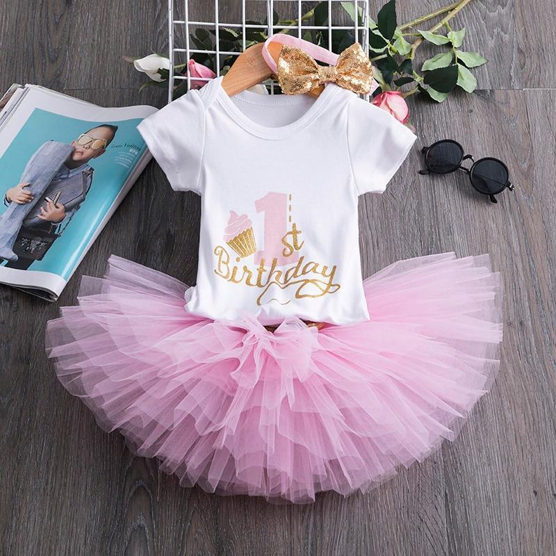 Baby Girl 1st Birthday Unicorn Tutu Dress - Pink & Gold Party Outfit