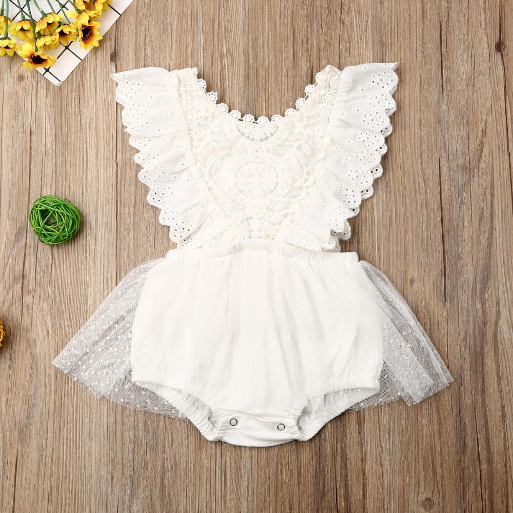 Baby Girl Lace Ruffle Romper Tutu Bodysuit for Newborns 0-24 Months