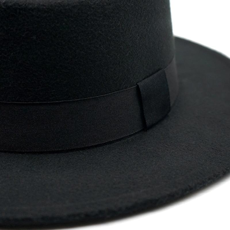 Classic Retro Wide Brim Fedora Hat with Belt Detail