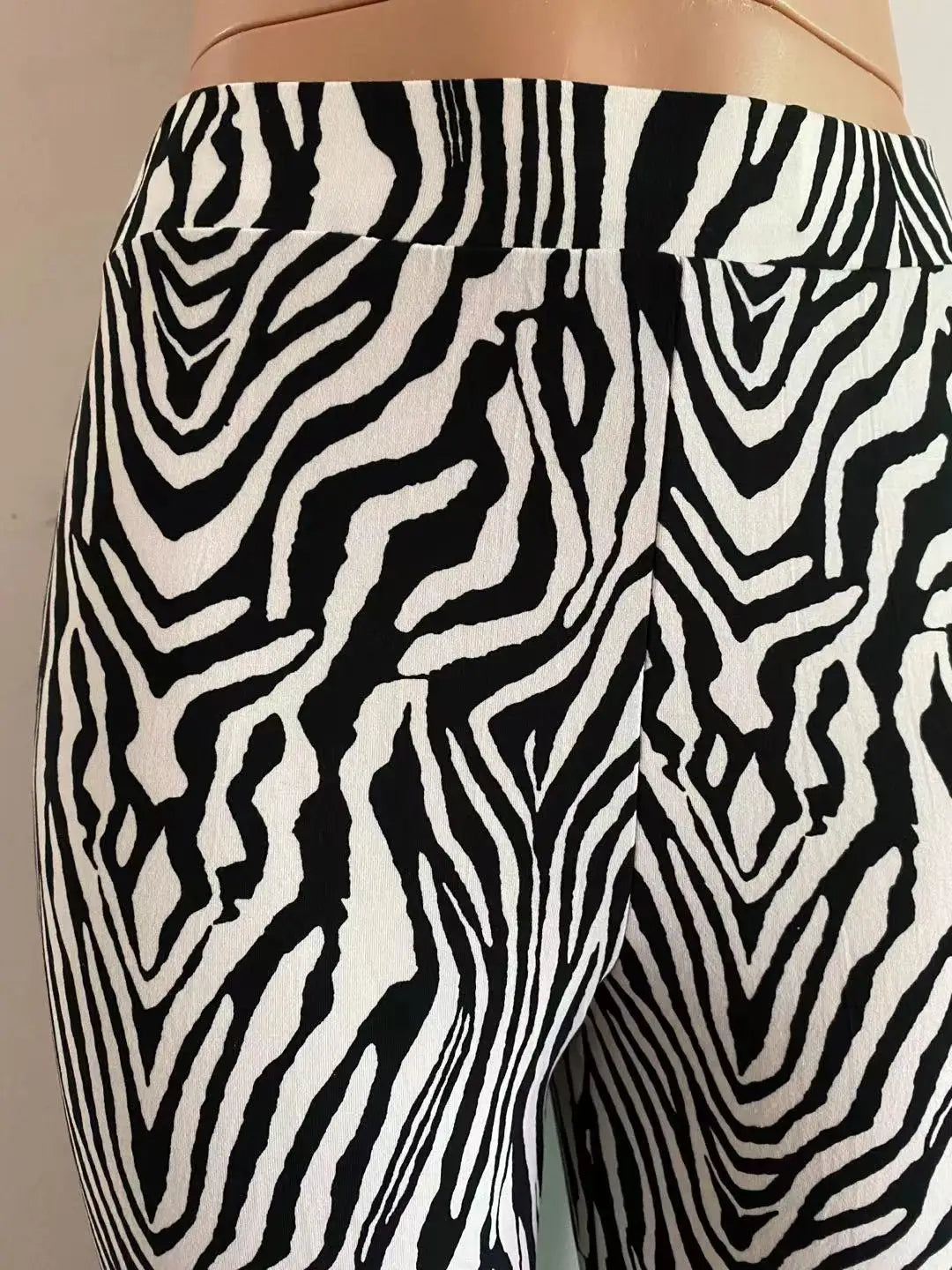 Women's Zebra Print High Waist Wide Leg Pants Casual Trousers - Image 36