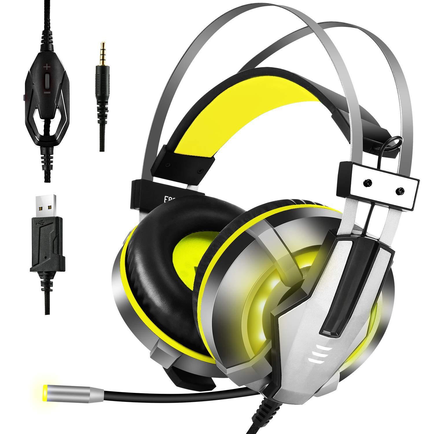 Multi-Platform Gaming Headset with Retractable Mic and LED Lights