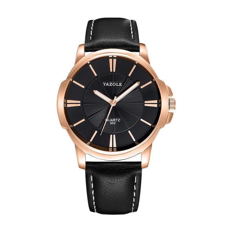 Classic Waterproof Quartz Watch with Leather Strap for Business