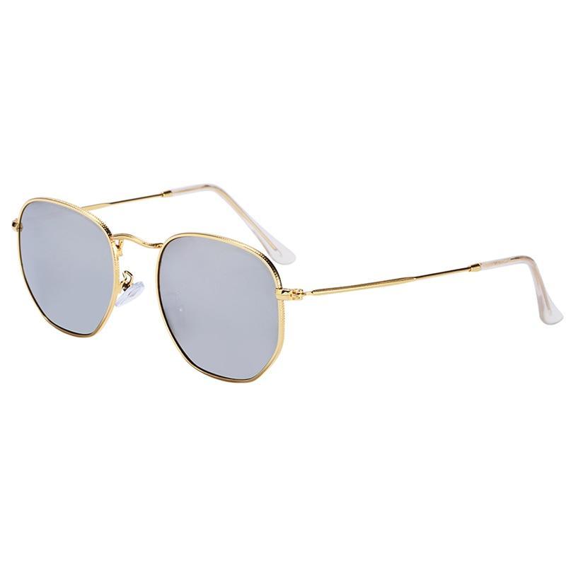Hexagon Stainless Steel Reflective Sunglasses UV400 Eyewear