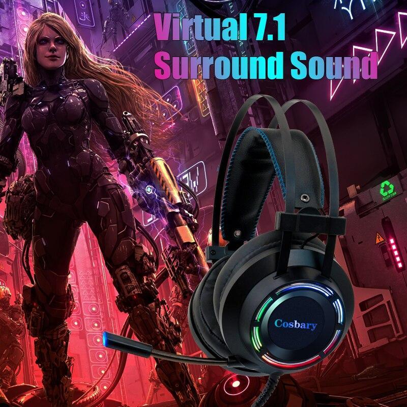 Professional Gaming Headset with 7.1 Surround Sound & RGB Lighting
