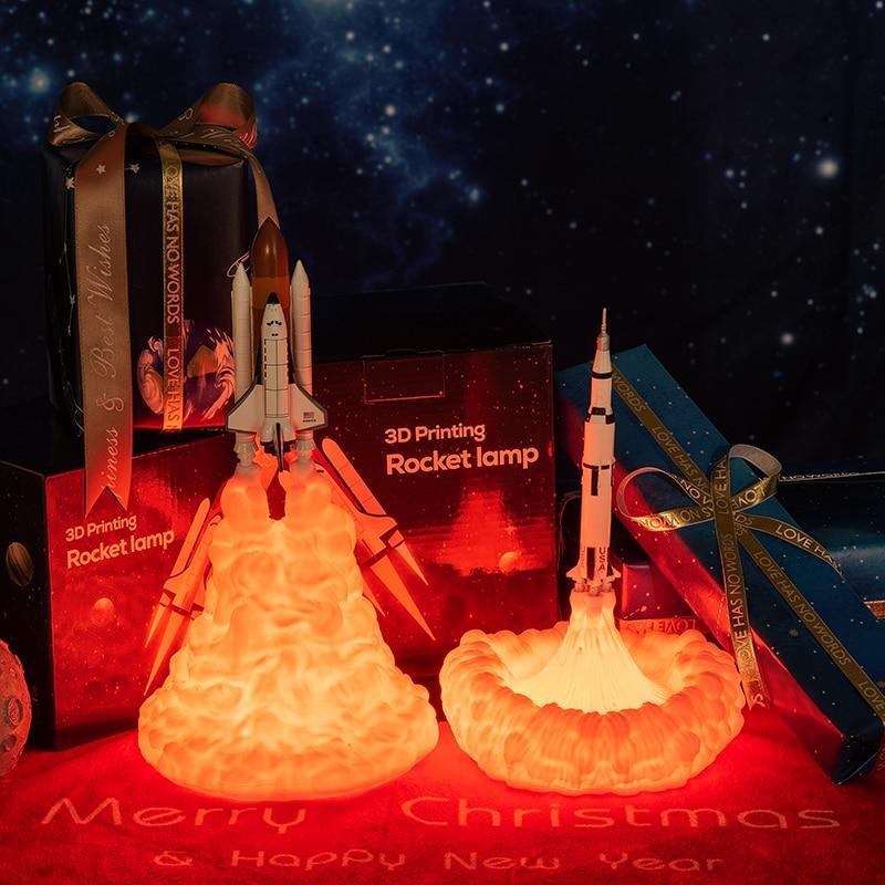 3D Printed Rocket Space Shuttle Night Lamp for Kids Room Decor