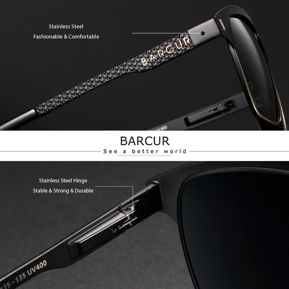 Polarized Square Stainless Steel Sunglasses UV400 Sport