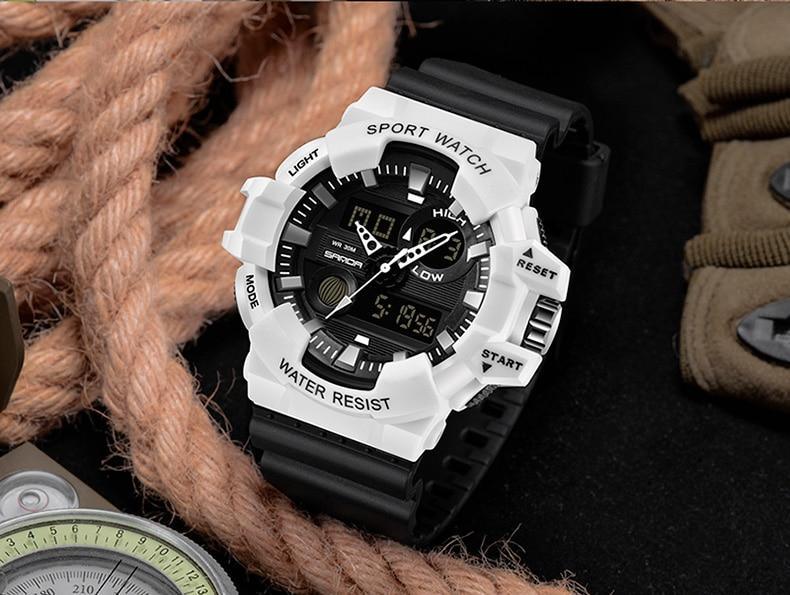 White G-Style Military Sport Watch with Large 55mm Digital Face