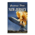 Greetings from New Jersey greeting card depicting the LZ 129 Hindenburg airship at Lakehurst Naval Air Station.