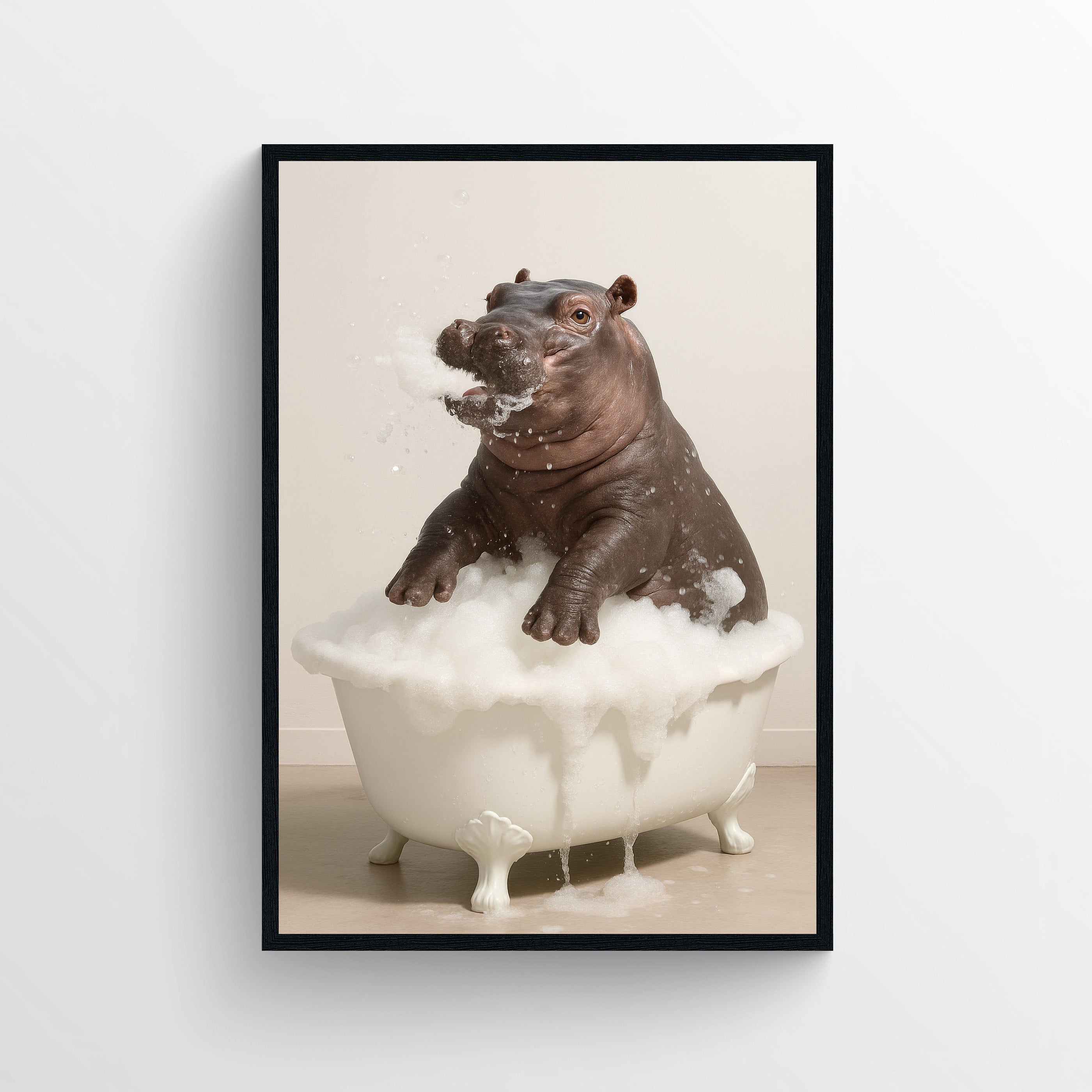 Hippo Animal Bathroom Tub Poster