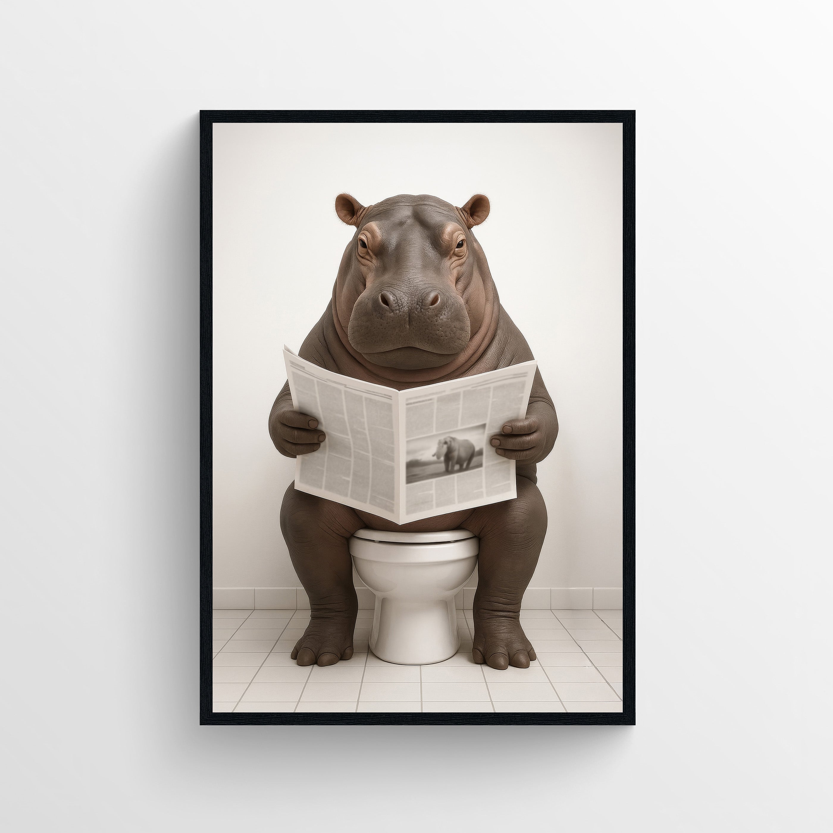 Hippo Animal Bathroom Toilet Poster