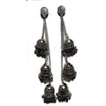 Antique Kashmiri style long hanging black pearl jhumka earrings for women