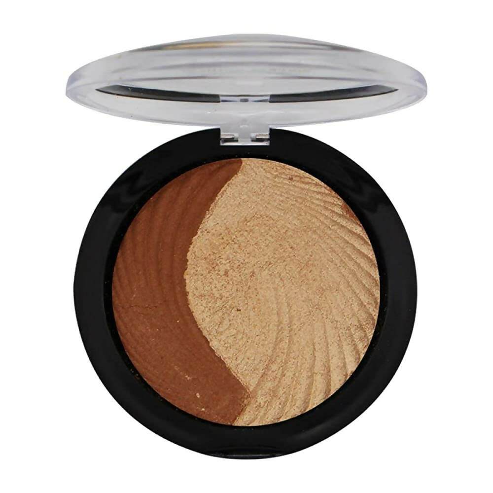 Fashion Colour Dual Face Powder and Blusher Shade 03 featuring warm brown and golden powder compact