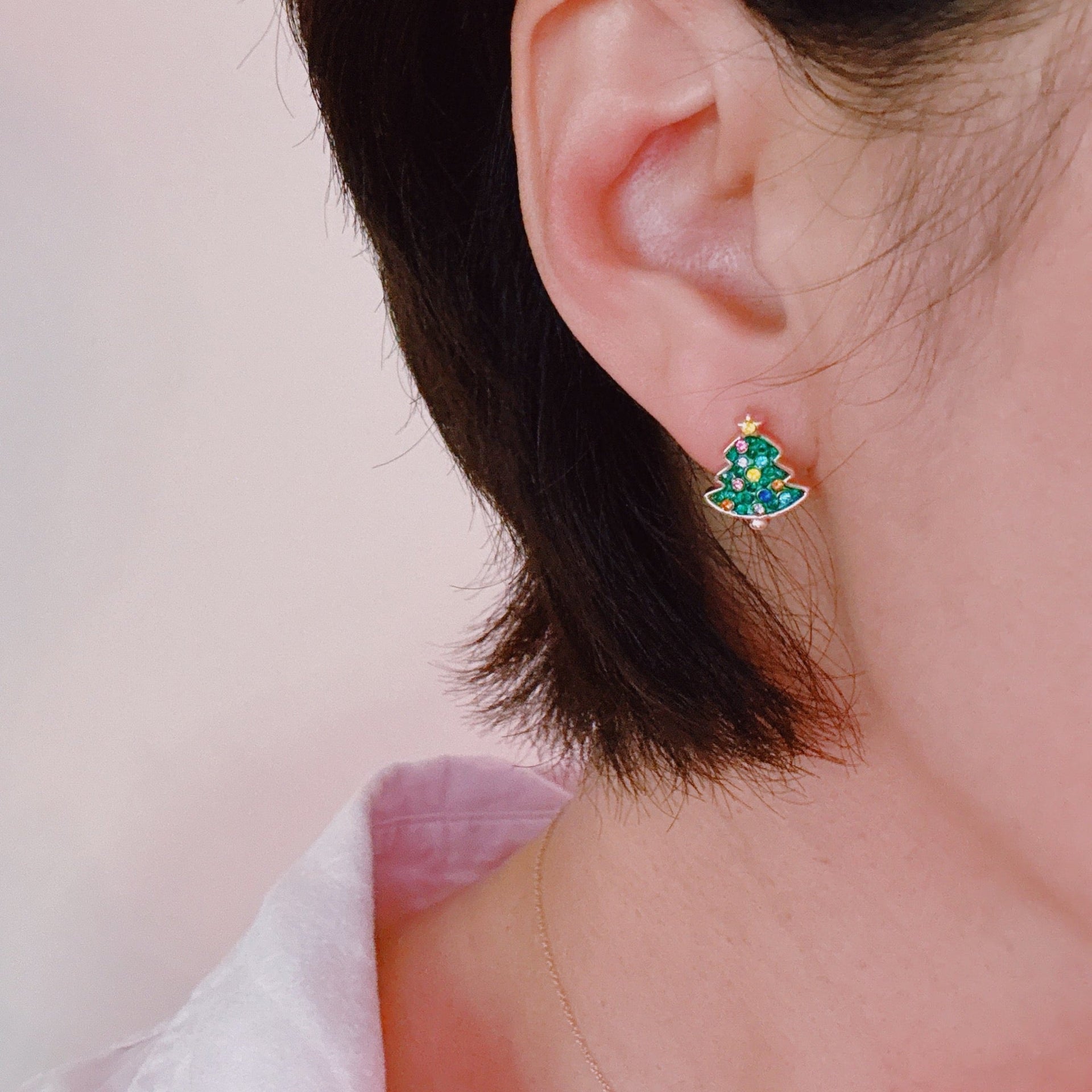 Holly Jolly Christmas Stud Earring Set – Christmas Trees & Wreaths | Festive Mini Earrings Duo
