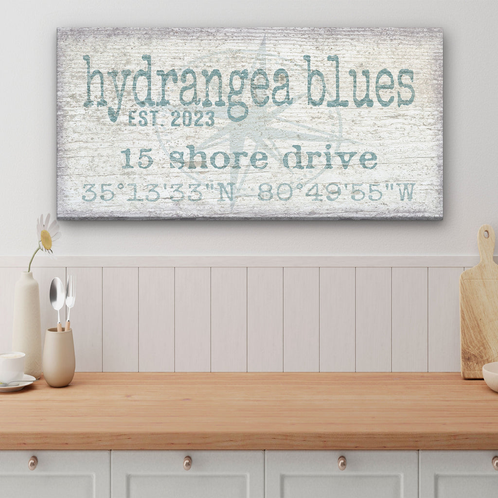 Personalized Home Name Coordinates Canvas Sign with Compass Rose