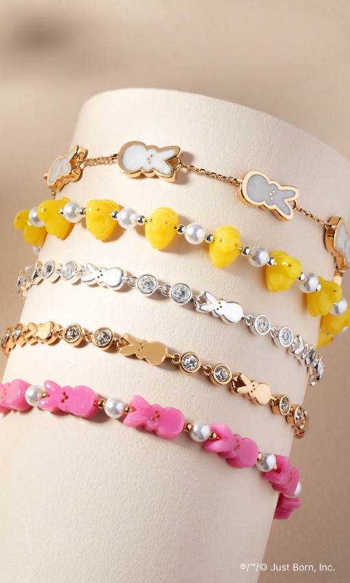 PEEPS® Pearlized Bunny Charm Bracelet with Adjustable Chain