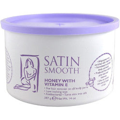 Satin Smooth Honey Wax with Vitamin E 14oz container for professional hair removal