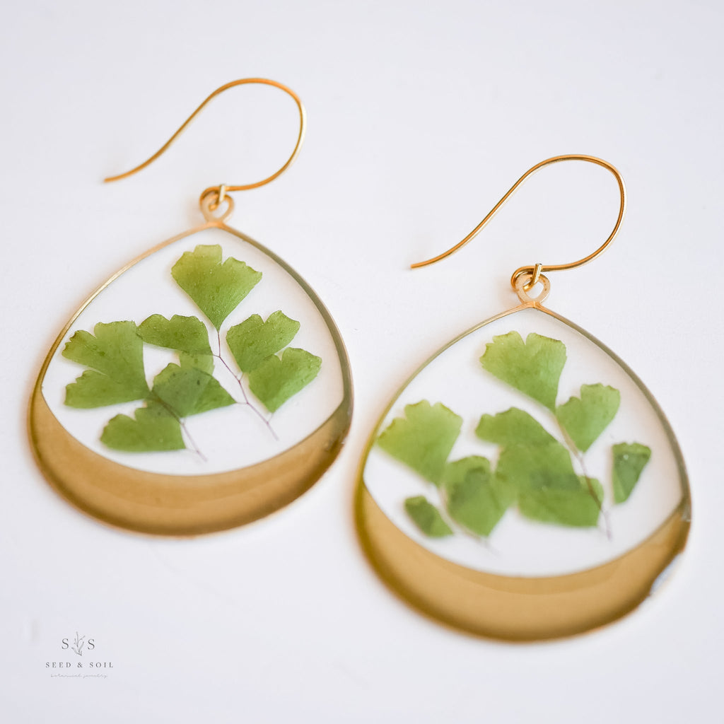 Large Horizon Hoop Earrings - Gold Botanical Statement