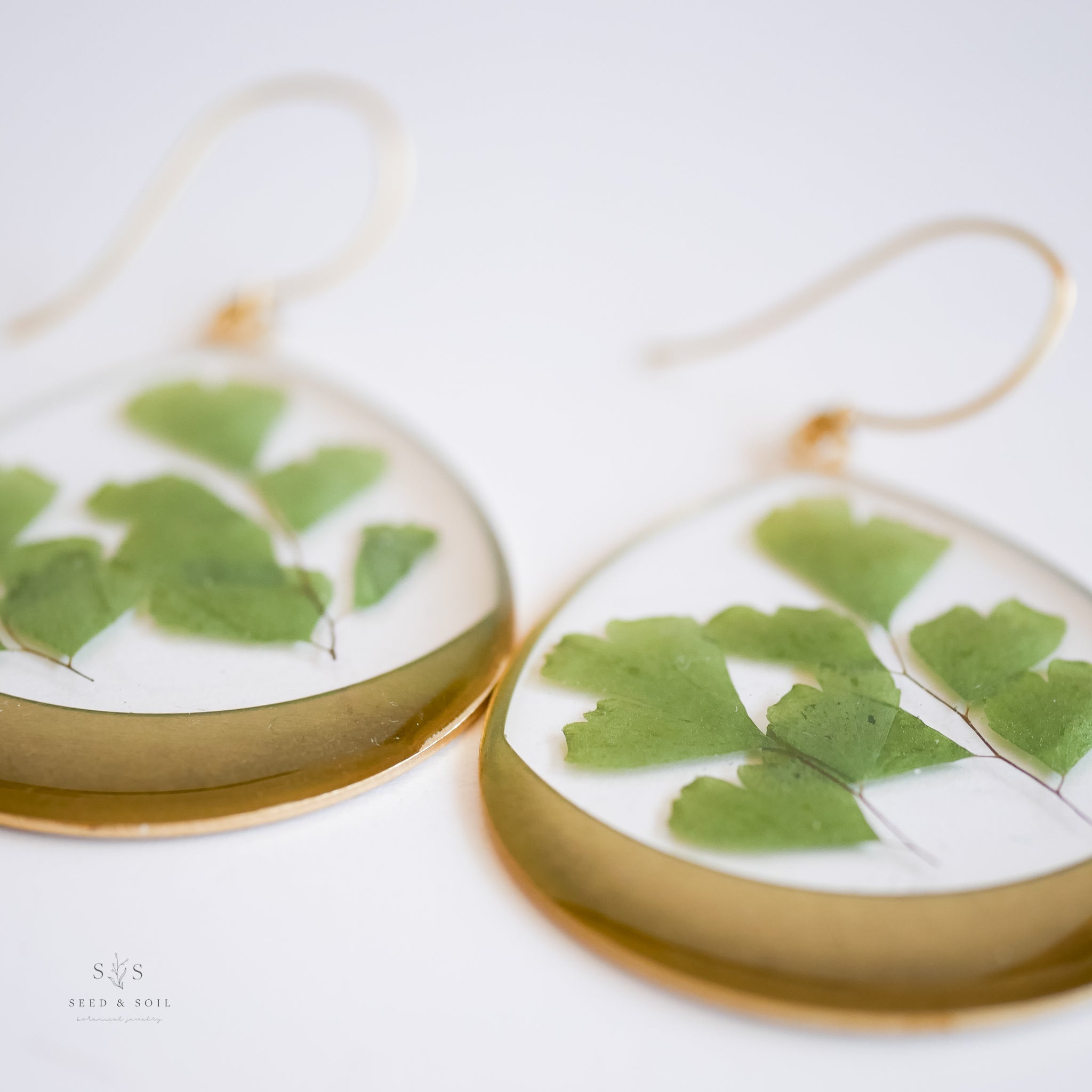 Large Horizon Hoop Earrings - Gold Botanical Statement