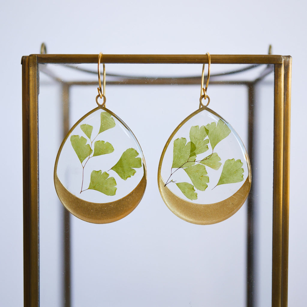 Large Horizon Hoop Earrings - Gold Botanical Statement