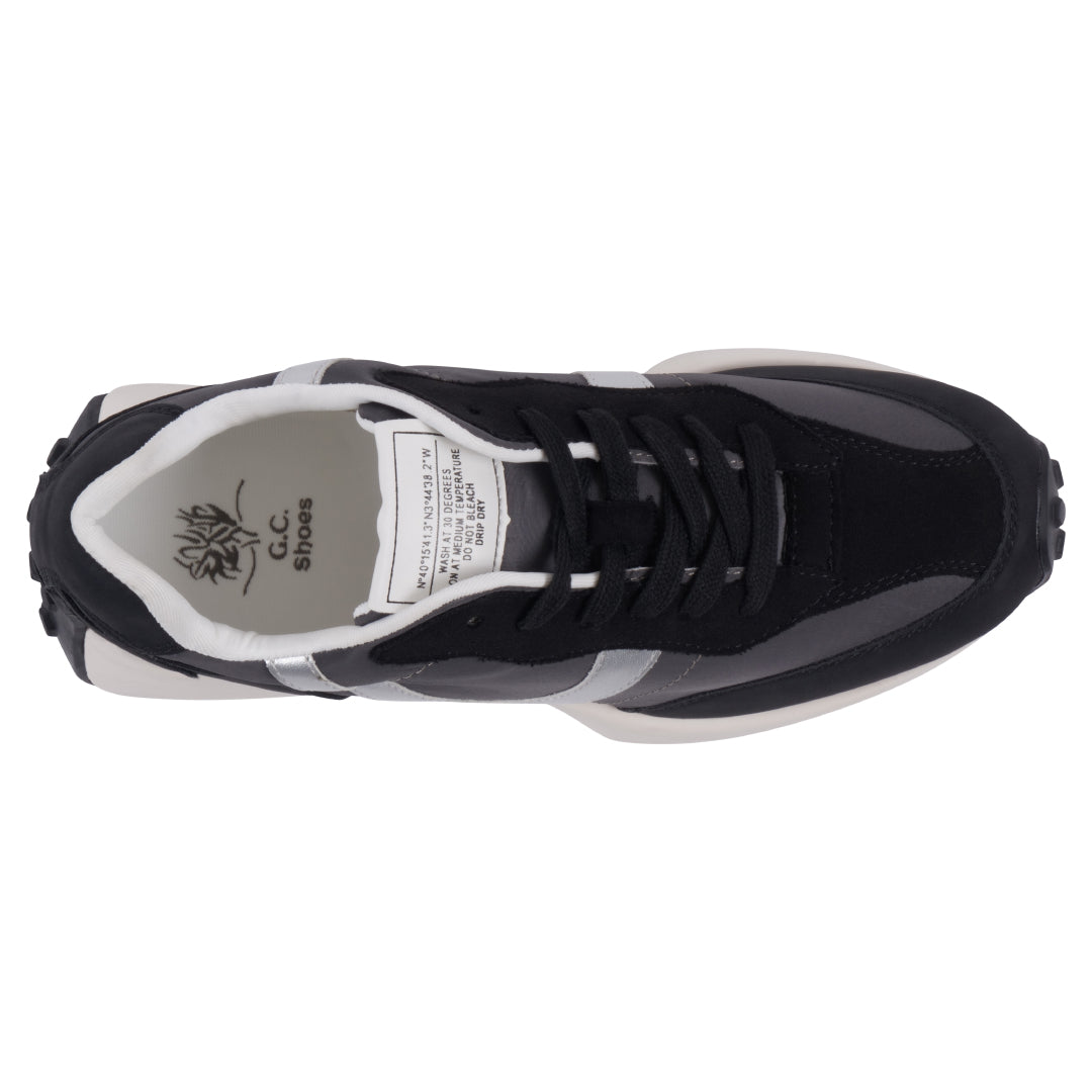 Women's Howell Black Lace-Up Sneakers Casual Fashion Trainers - Image 3