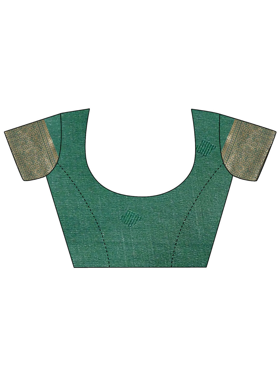 Cream and Green Aura Silk Banarasi Saree with Matching Blouse