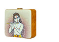 Multicolor Krishna printed MDF hard-case clutch for ethnic wear