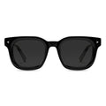 The Hudson sunglasses in Jet Black featuring beveled edges and a sleek rectangular frame silhouette.