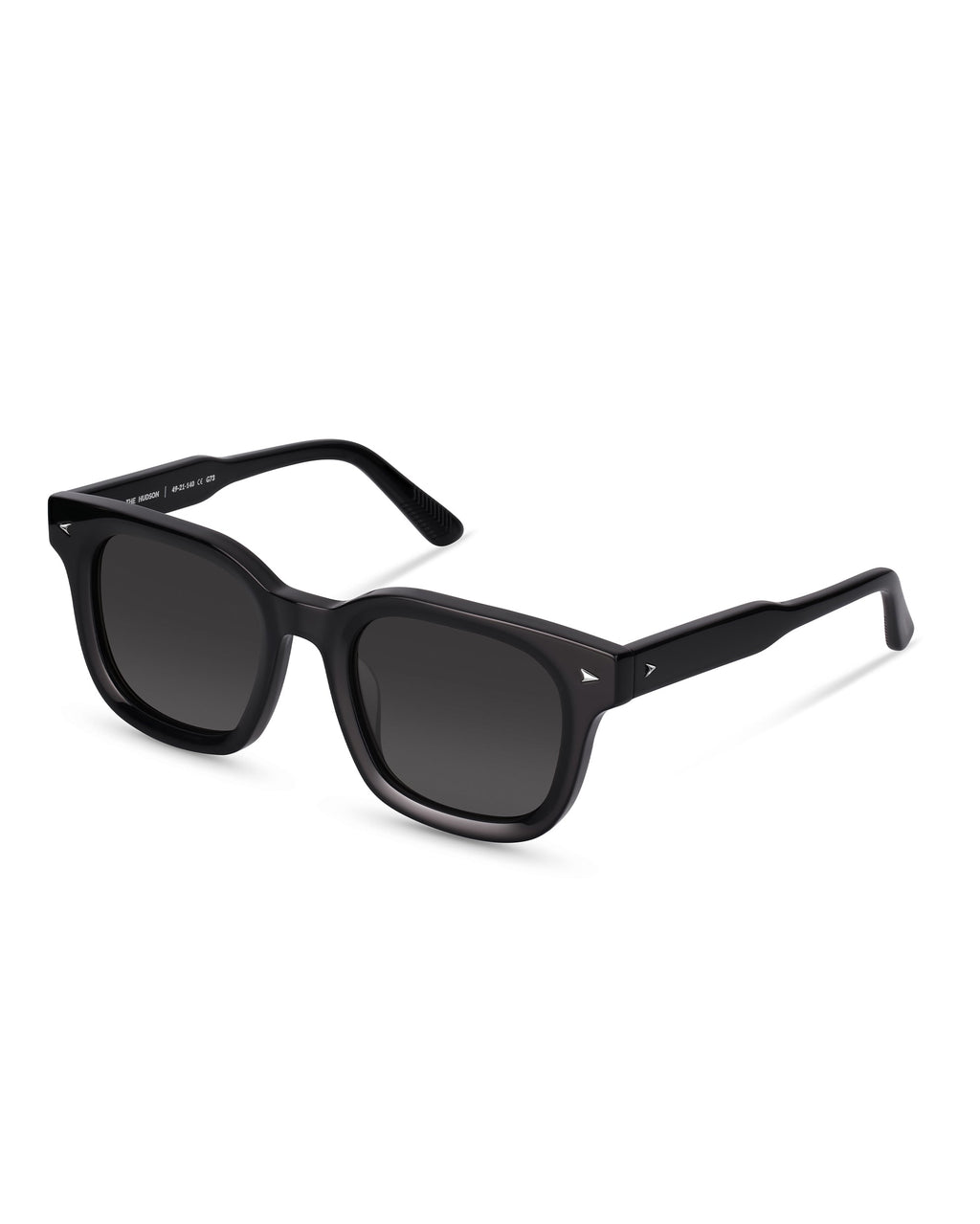 The Hudson Jet Black Structured Sunglasses with Beveled Edges