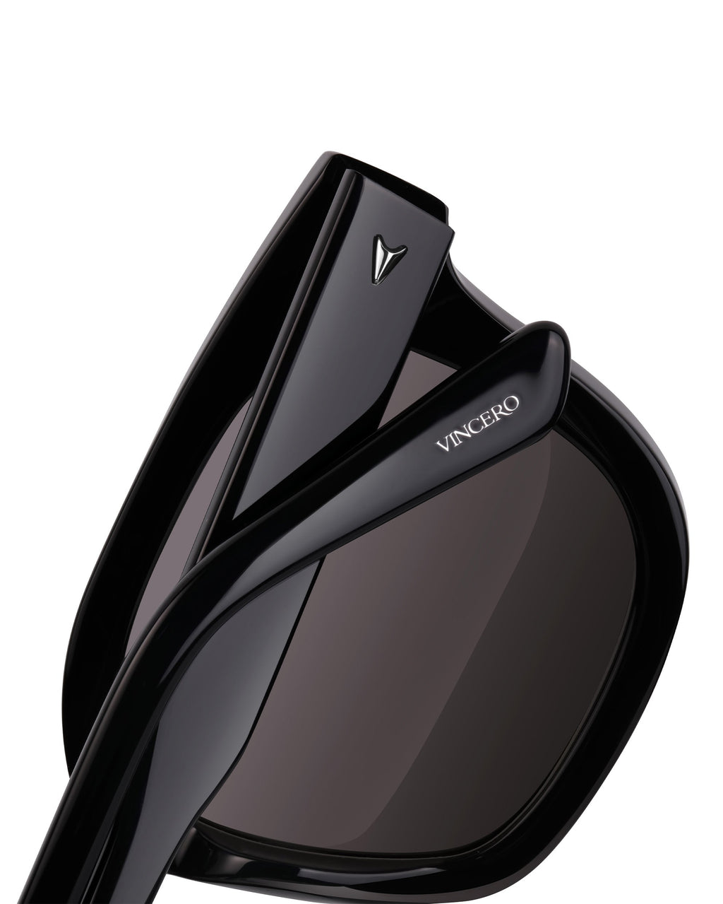 The Hudson Jet Black Structured Sunglasses with Beveled Edges