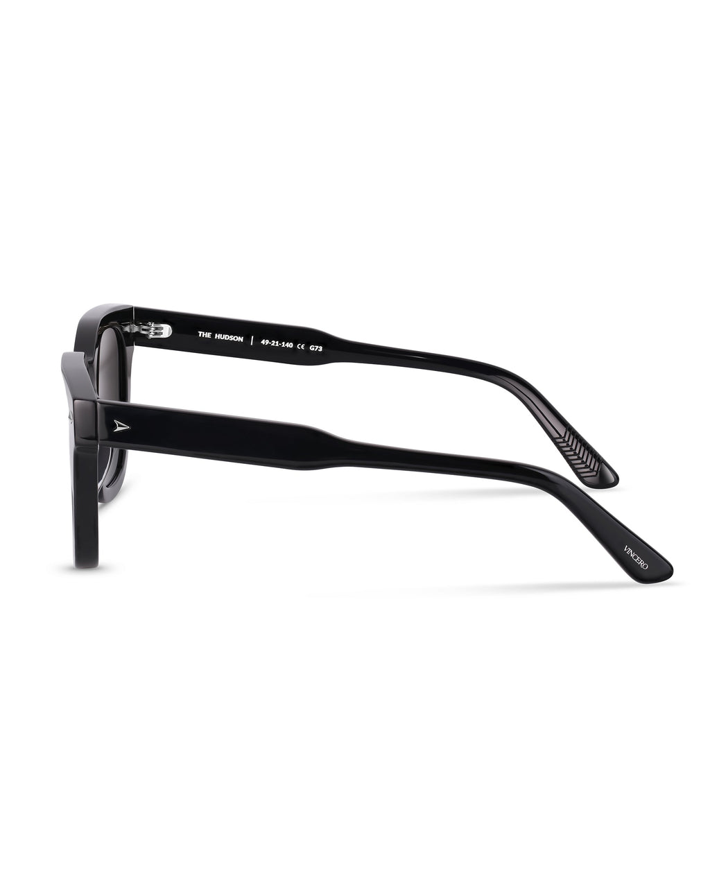 The Hudson Jet Black Structured Sunglasses with Beveled Edges