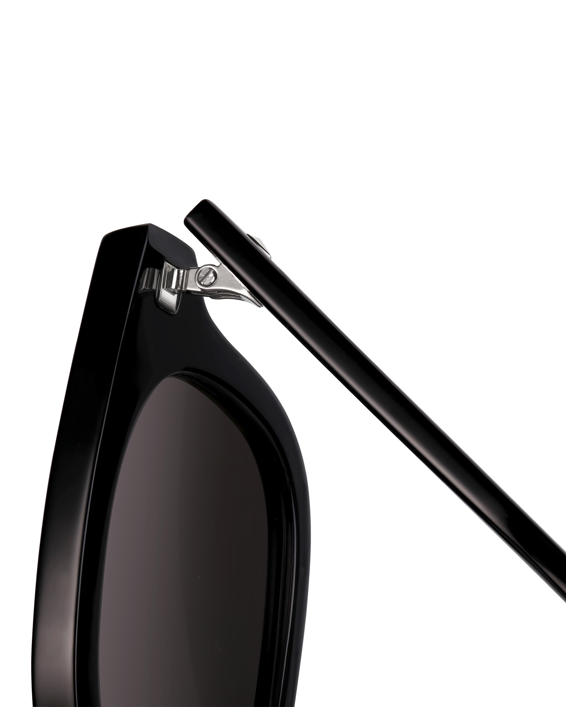 The Hudson Jet Black Structured Sunglasses with Beveled Edges