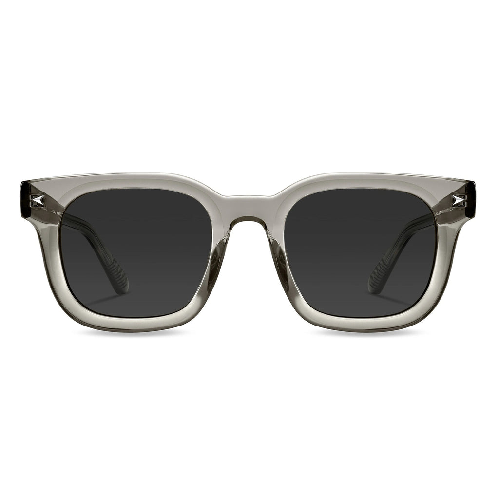 The Hudson sunglasses in Stone colorway featuring beveled edges and a sleek, bold silhouette.