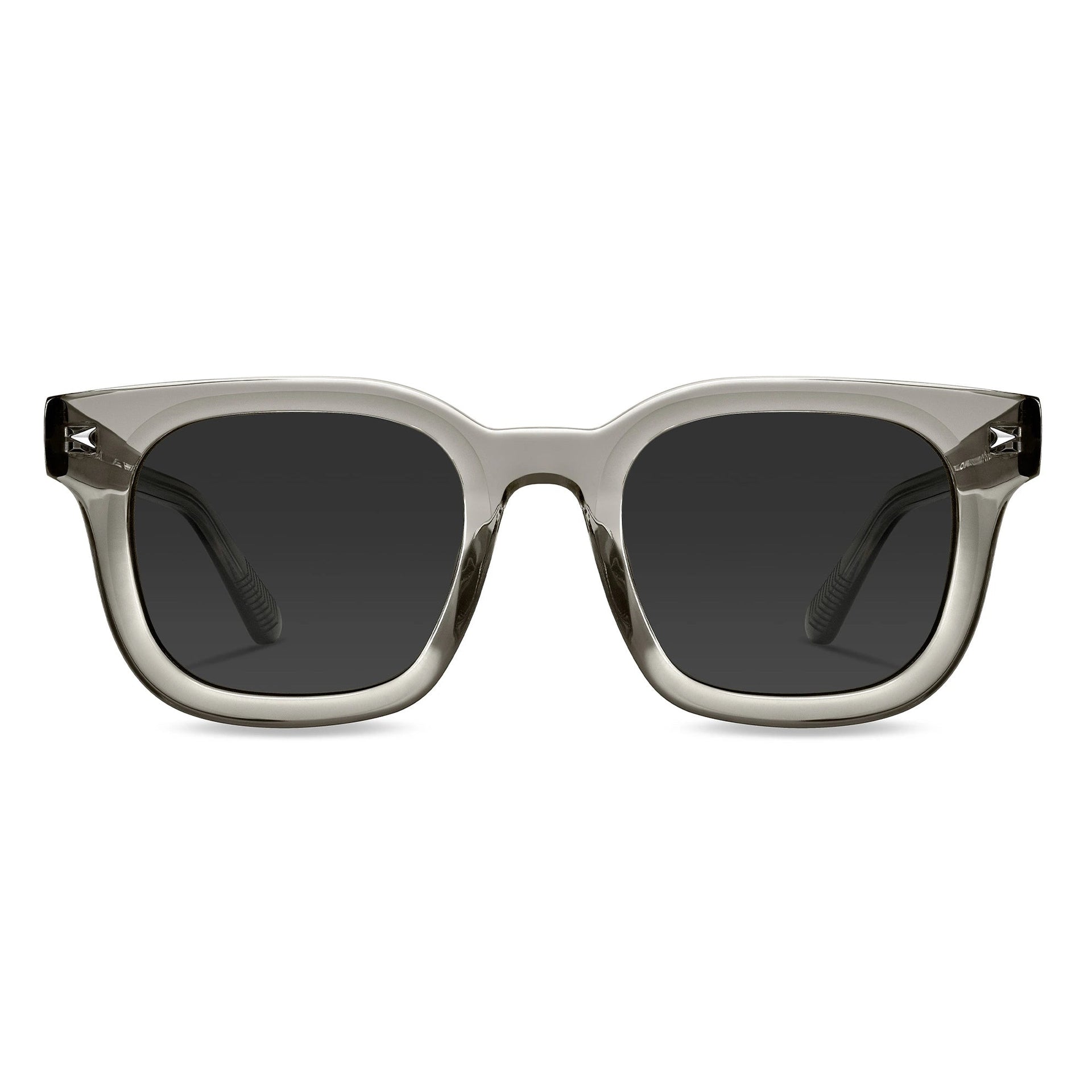 The Hudson sunglasses in Stone colorway featuring beveled edges and a sleek, bold silhouette.