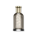 Elegant BOSS Bottled Eau de Parfum bottle in grey and gold packaging