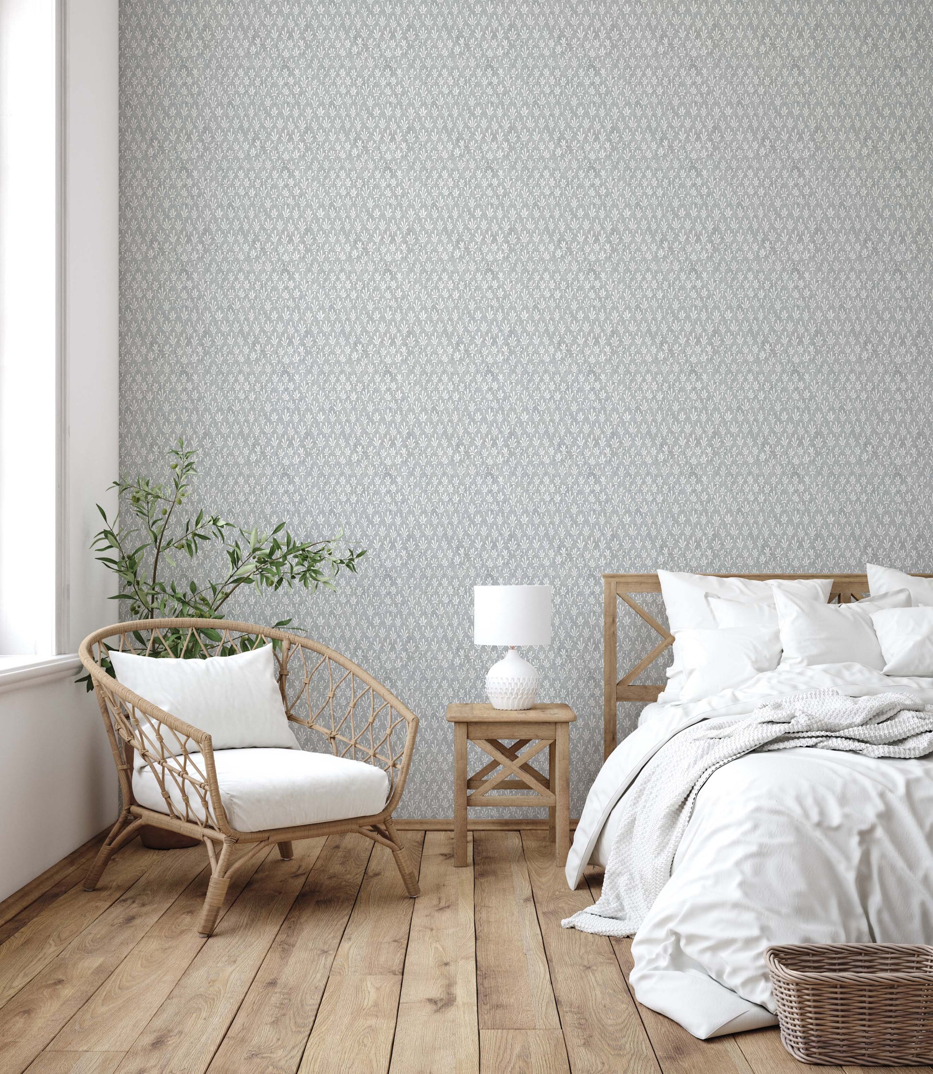 Hyacinth Floral Wallpaper in Blue, White, Pink and Gold