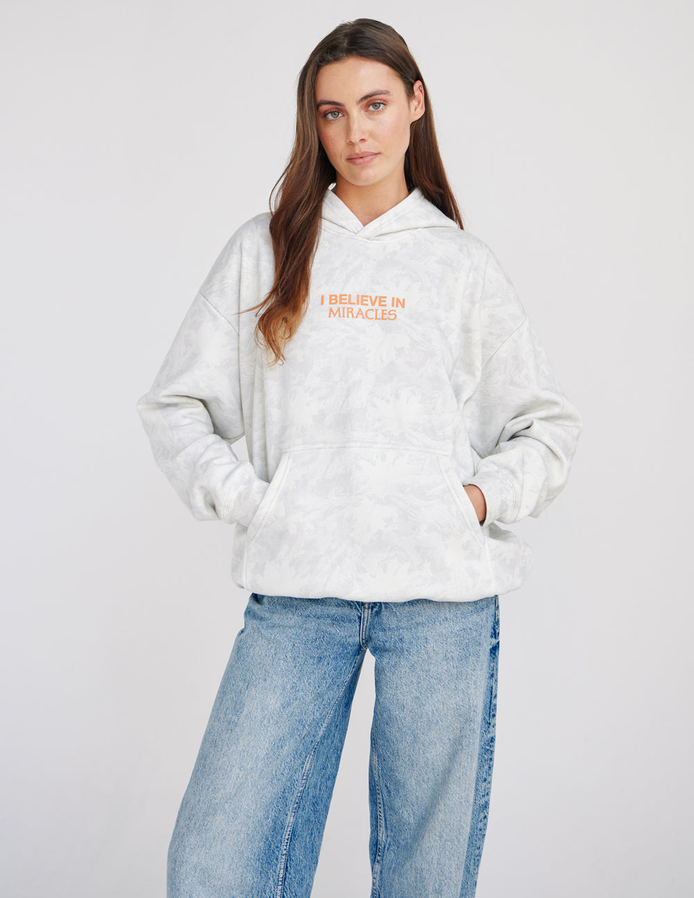 I Believe in Miracles White Camo Unisex Hoodie - Relaxed Fit