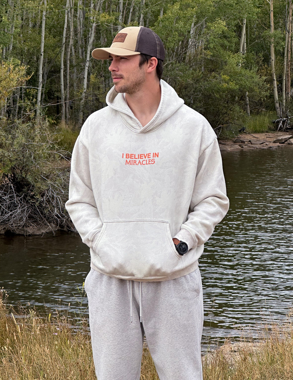 I Believe in Miracles White Camo Unisex Hoodie - Relaxed Fit