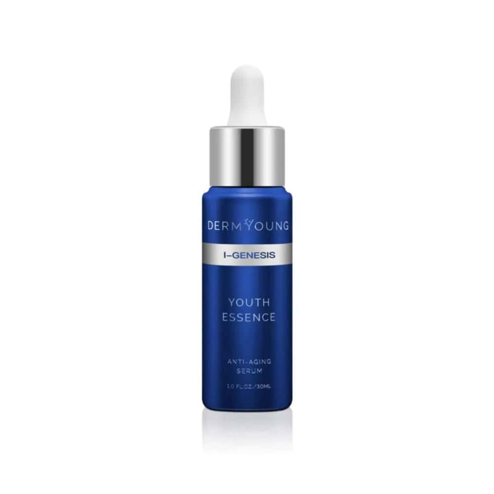 DermYoung I-GENESIS Youth Essence 30ml bottle in minimalist blue and silver packaging.