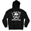 Close up of the I Hate People Hoodie featuring a bold, high-contrast graphic on premium fleece material.