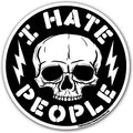 I Hate People flexible magnet in high-contrast black and white, suitable for kitchen or office decor.