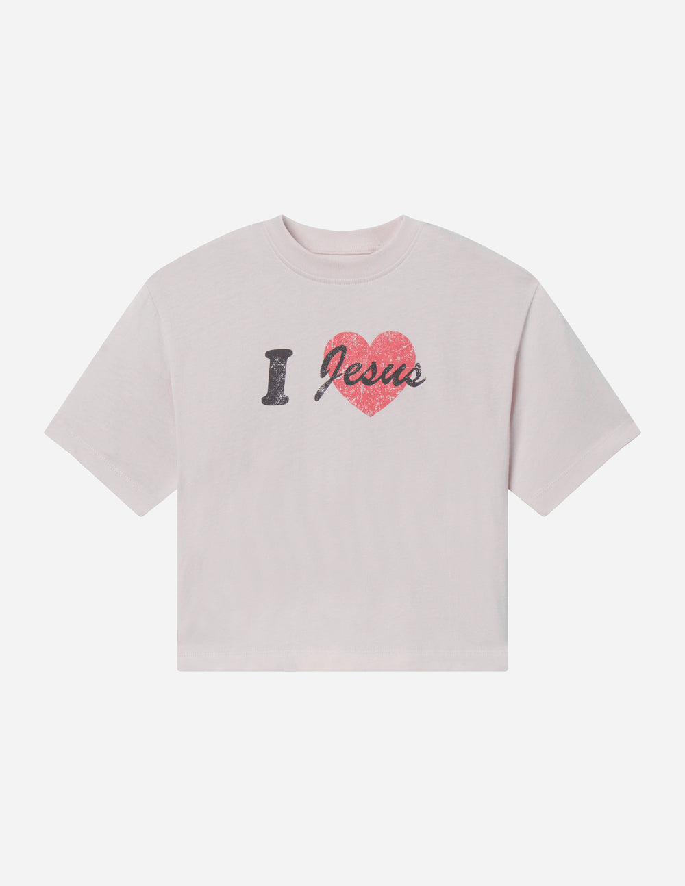 I Love Jesus Cropped Women's Tee - Off-White & Red Graphic Top