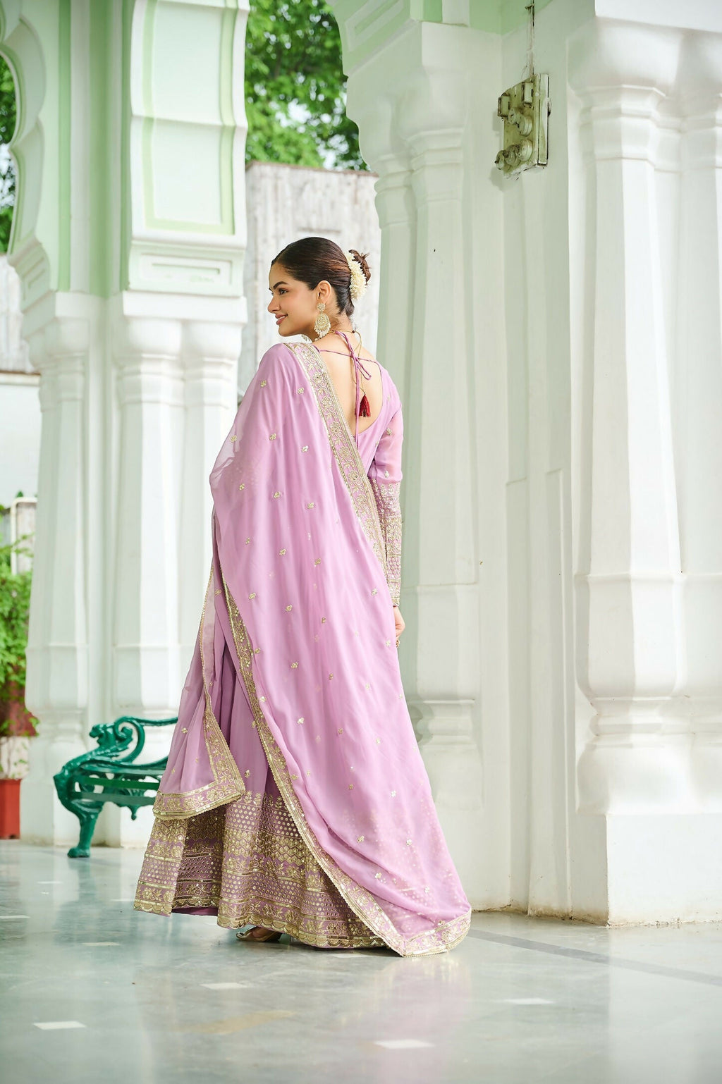 Joban Fashion Pink Georgette Sequence Embroidery Work Kurta Set