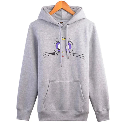 Women's Hooded Sweatshirt with Cute Cat Design