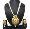 White stone Rajwadi polish necklace set featuring traditional brass craftsmanship.