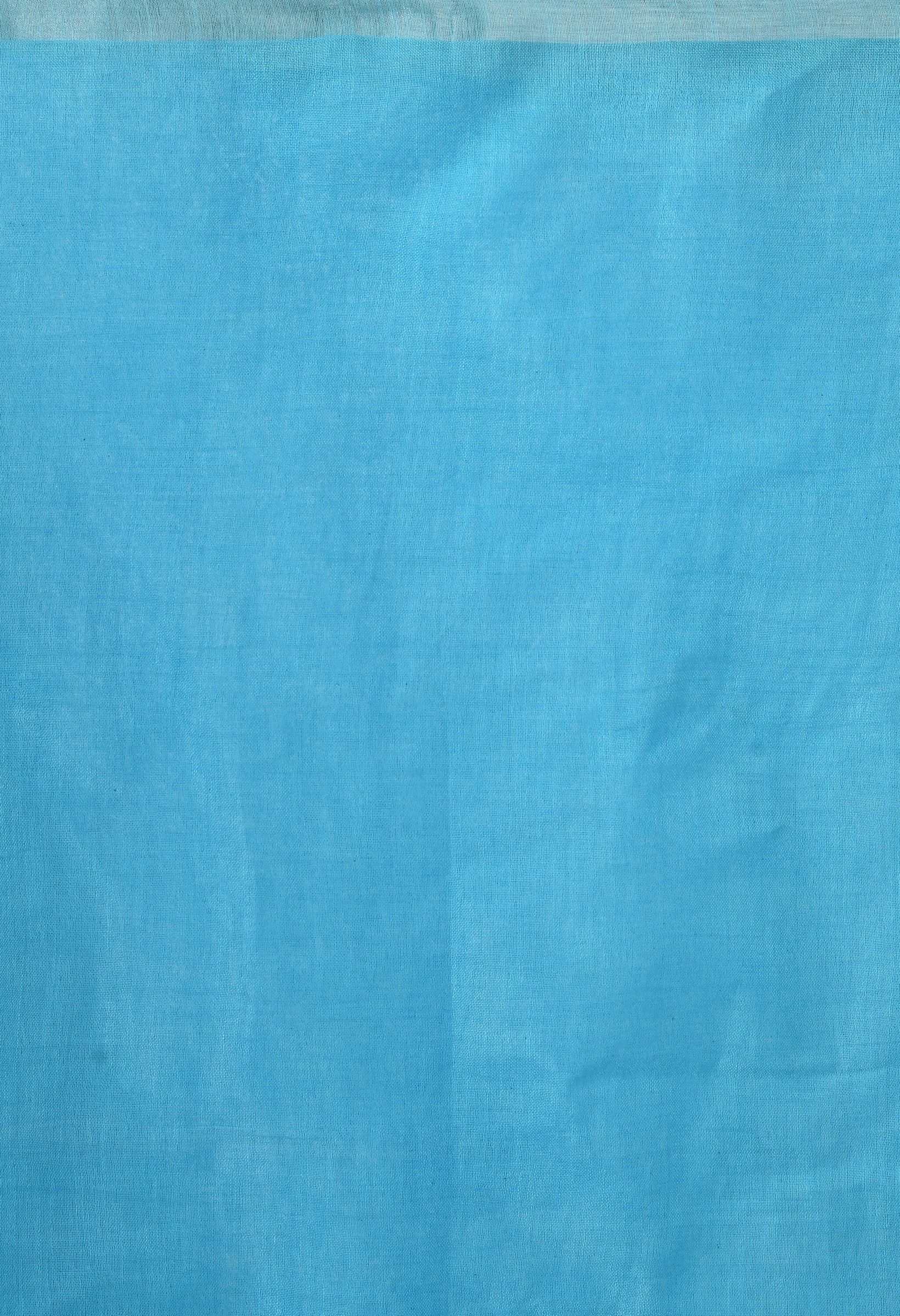 Moeza Sky Blue Bhagalpuri Handloom Silk Linen Saree with Blouse Piece