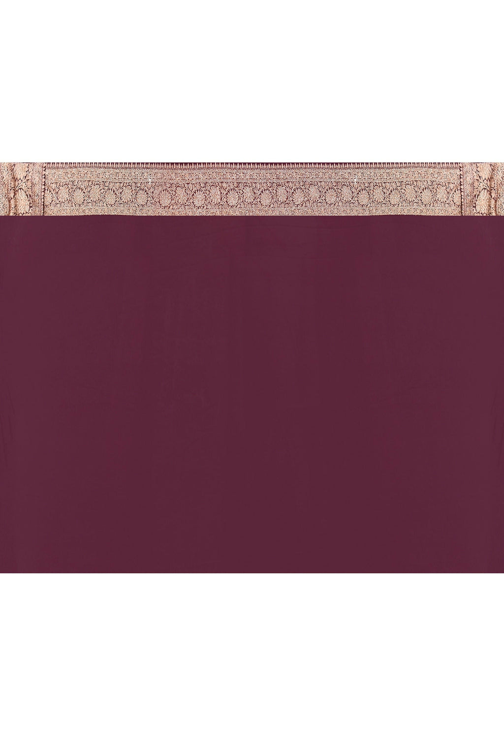 Nude Pink Crepe Chiffon Pure Handloom Banarasi Silk Saree